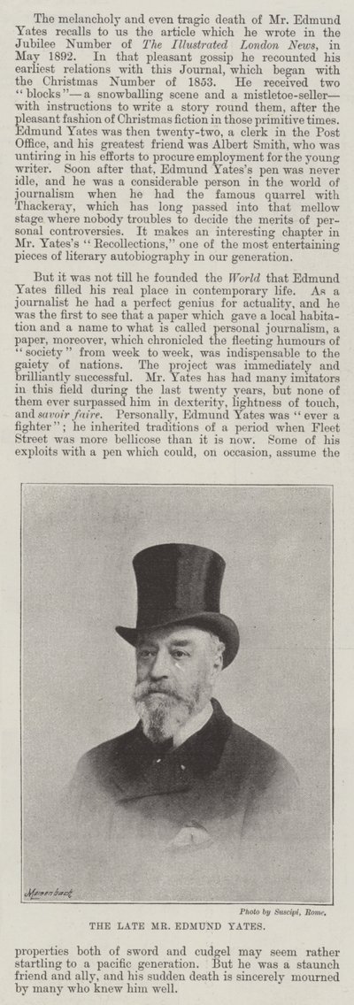 Nieżyjący już pan Edmund Yates autorstwa English Photographer
