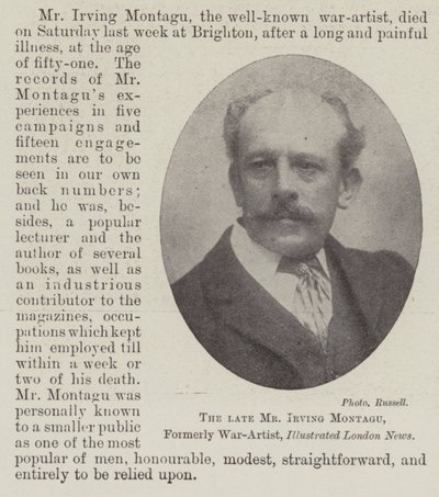 Nieżyjący już pan Irving Montagu, były artysta wojenny, Illustrated London News autorstwa English Photographer