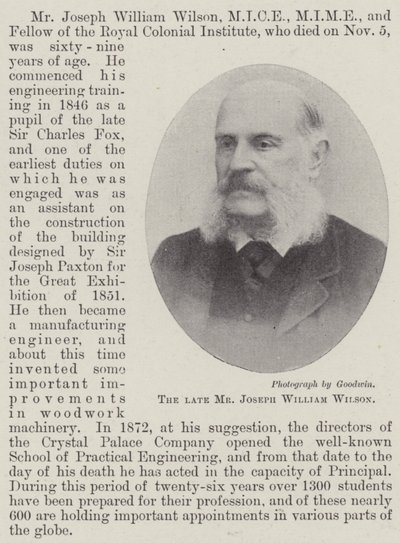 Nieżyjący już pan Joseph William Wilson autorstwa English Photographer