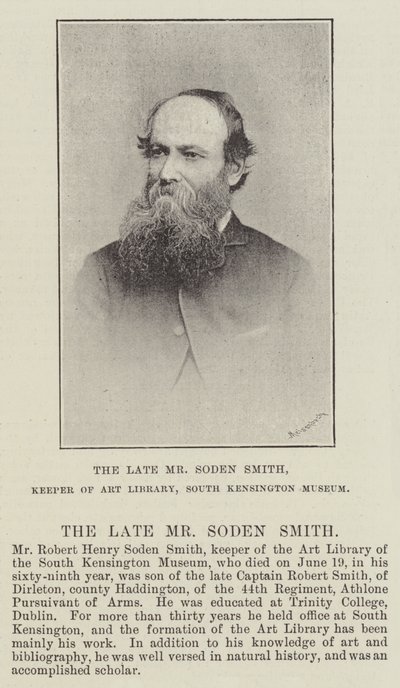 Nieżyjący już pan Soden Smith, opiekun Biblioteki Sztuki, Muzeum South Kensington autorstwa English Photographer