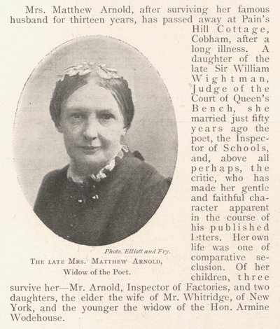 Nieżyjąca już pani Matthew Arnold, wdowa po poecie autorstwa English Photographer