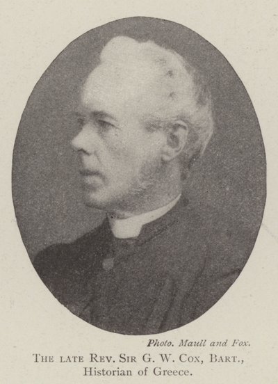 Nieżyjący już wielebny Sir G W Cox, baronet, historyk Grecji autorstwa English Photographer