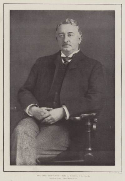 Nieżyjący już sędziwy Cecil J Rhodes, PC, DCL autorstwa English Photographer