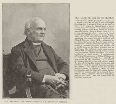 Nieżyjący wielebny Harvey Goodwin, DD, biskup Carlisle autorstwa English Photographer
