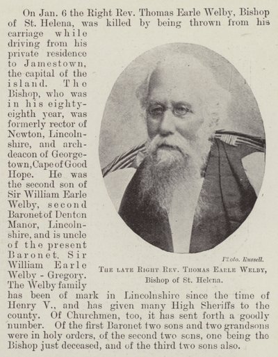 Prawy wielebny Thomas Earle Welby, biskup St Helena autorstwa English Photographer