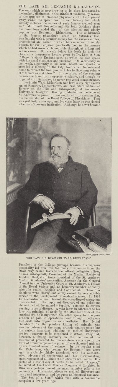 Nieżyjący już sir Benjamin Ward Richardson autorstwa English Photographer