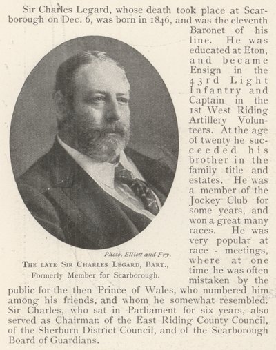 Nieżyjący już Sir Charles Legard, Baronet, dawniej członek Scarborough autorstwa English Photographer