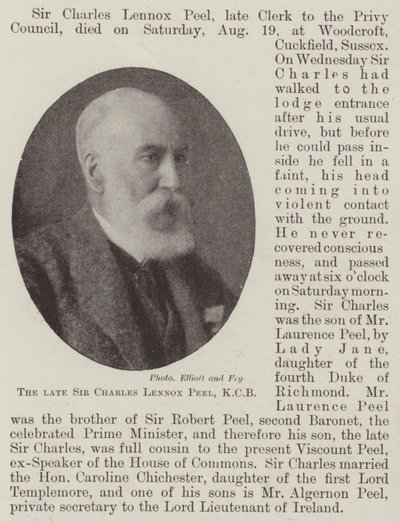 Nieżyjący już Sir Charles Lennox Peel, KCB autorstwa English Photographer