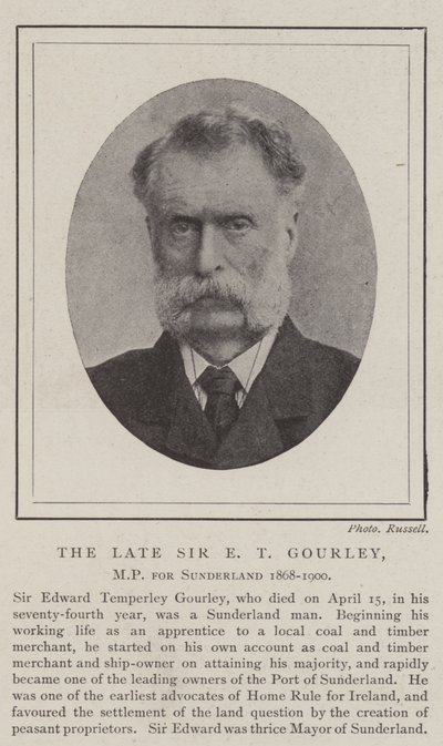 Nieżyjący już Sir ET Gourley, poseł Sunderland 1868-1900 autorstwa English Photographer