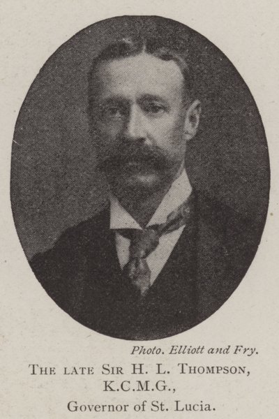 Nieżyjący już Sir H L Thompson, KCMG, gubernator St Lucia autorstwa English Photographer
