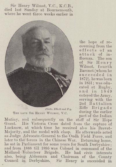 Nieżyjący już Sir Henry Wilmot, VC autorstwa English Photographer