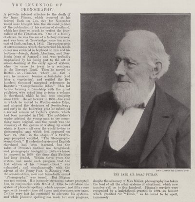 Nieżyjący sir Isaac Pitman autorstwa English Photographer