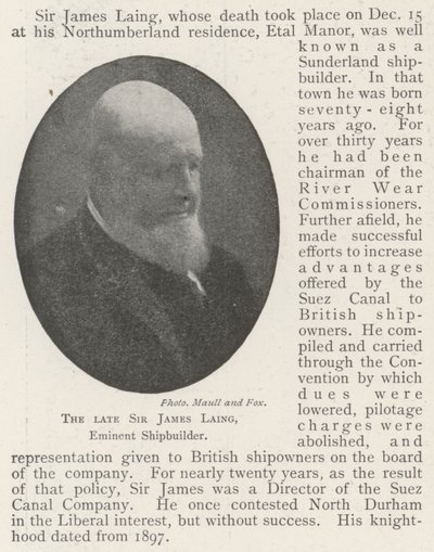 Nieżyjący już sir James Laing, wybitny stoczniowiec autorstwa English Photographer