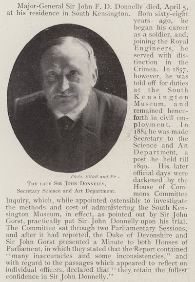 Nieżyjący już Sir John Donnelly, sekretarz Wydziału Nauki i Sztuki autorstwa English Photographer