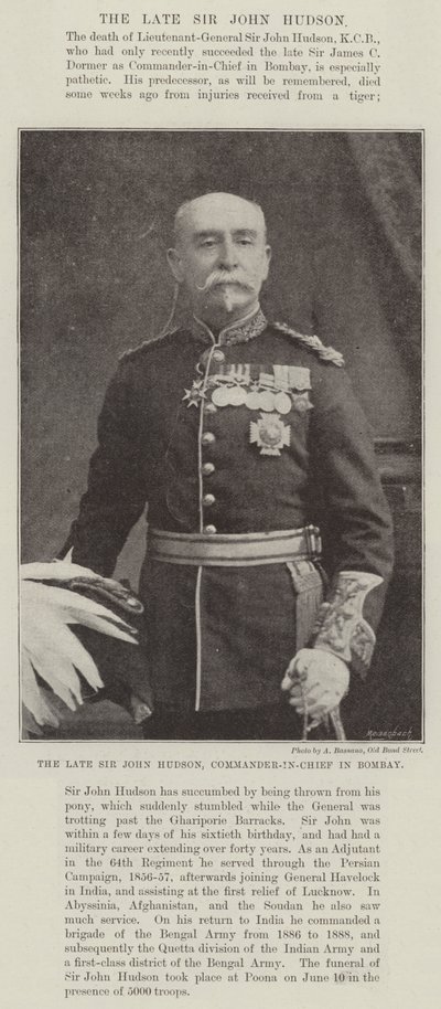 Nieżyjący już sir John Hudson, głównodowodzący w Bombaju autorstwa English Photographer