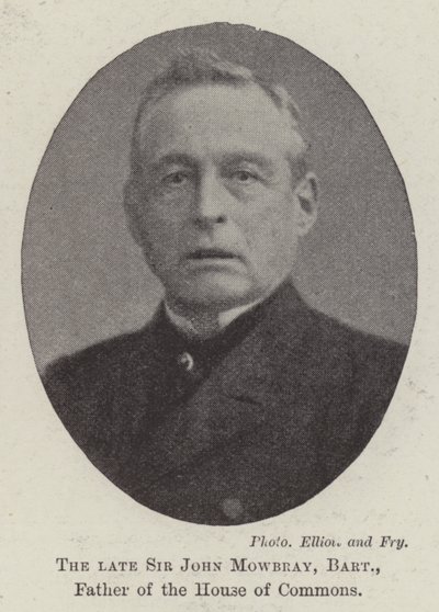 Nieżyjący już sir John Mowbray, baronet, ojciec Izby Gmin autorstwa English Photographer