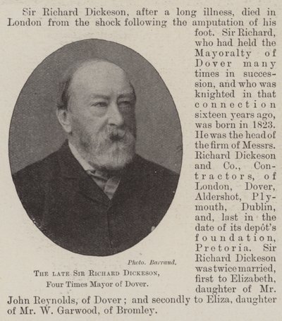 Nieżyjący już Sir Richard Dickeson, czterokrotny burmistrz Dover autorstwa English Photographer