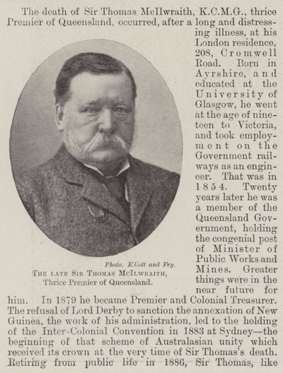 Nieżyjący już Sir Thomas McIlwraith, trzykrotny premier Queensland autorstwa English Photographer