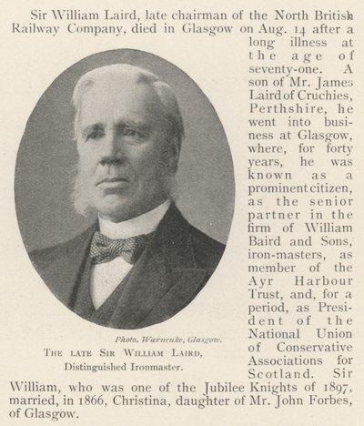 Nieżyjący już Sir William Laird, Zasłużony Ironmaster autorstwa English Photographer