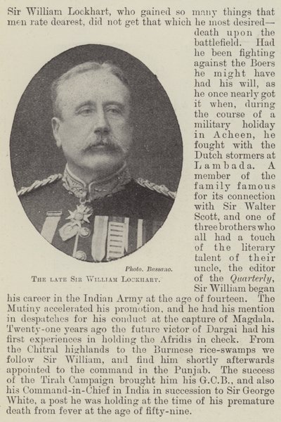 Nieżyjący już Sir William Lockhart autorstwa English Photographer