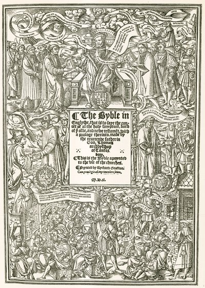Strona tytułowa Biblii Cranmersa, AD 1540 autorstwa English Photographer