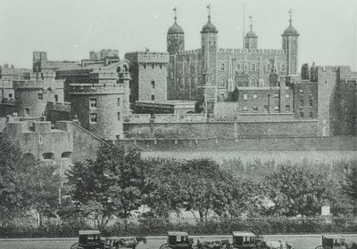 Tower Hill: widok na Tower of London, 1895 autorstwa English Photographer