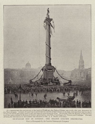 Trafalgar Day w Londynie, ozdobiona kolumna Nelsona autorstwa English Photographer