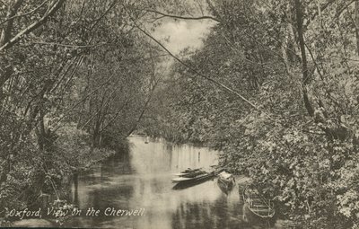 Widok na rzekę Cherwell, Oxford, Oxfordshire (zdjęcie czarno-białe) autorstwa English Photographer