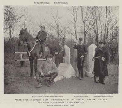 Gdzie spotykają się cztery kraje, przedstawiciele Niemiec, Belgii, Holandii i Terytorium Neutralnego na Pograniczu autorstwa English Photographer