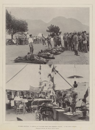 Szpital Wynberg, przyjazd rannych z kolumny Lorda Robertss, Biblioteka Polowa autorstwa English Photographer