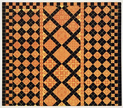 Czternastowieczny chodnik z Worcester Cathedral Choir School, ilustracja z Specimen of Tile Pavements, zaczerpnięta z Istniejących Władz, Henry Shaw, 1858 autorstwa English School