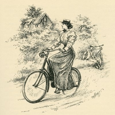 Rowerzystka z XIX w. Z magazynu Strand opublikowanego w 1897 r. autorstwa English School