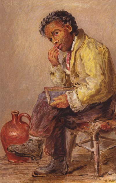 A Brown Study (kolorowa litografia) autorstwa English School