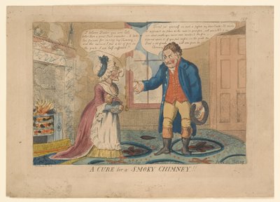 LECZENIE NA DYMIONY KOMIN!!, rys. G. M. Woodward, 1808 (rycina ręcznie kolorowana) autorstwa English School