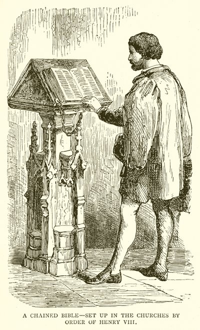 Przykuta Biblia — ustanowiona w kościołach na mocy rozkazu Henryka VIII autorstwa English School