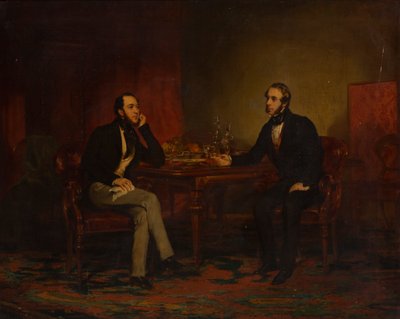 Utwór do rozmowy, ok. 1840 (olej na płótnie) autorstwa English School