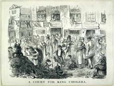 Dwór króla Cholery, ilustracja z „Punch”, 25 września 1852 (lito) autorstwa English School