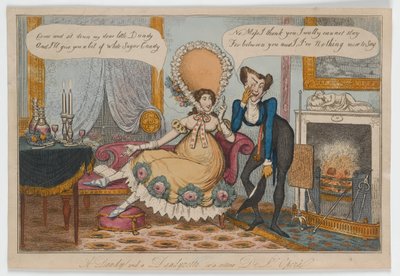 Dandy and Dandyzette lub retour De LOpera, ok. 1820 (ręcznie barwiony grawer) autorstwa English School