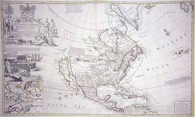 Dwustronicowa mapa Ameryki Północnej, ok. 1708-20 autorstwa English School