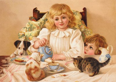 Podwieczorek rodzinny (chromolitho) autorstwa English School