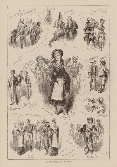 Bal przebierańców w Sydney (grawerunek) autorstwa English School