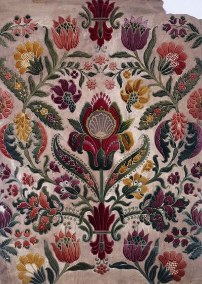 Pełnokolorowy rysunek gobelinu, jedwabiu lub tapety, ok. 1830-40 autorstwa English School
