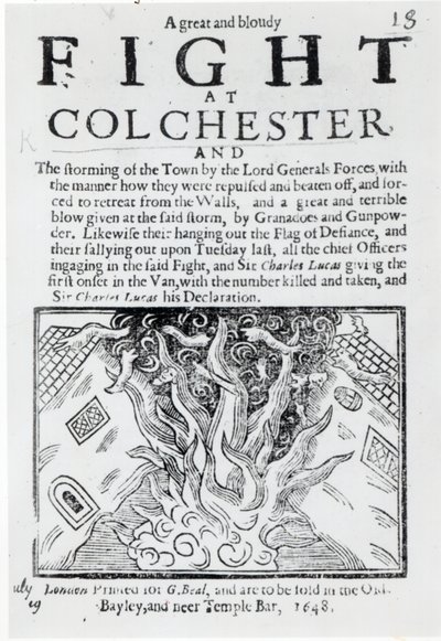 Wielka i krwawa walka w Colchester, wydrukowana w 1648 r. autorstwa English School