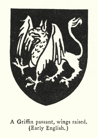 Przechodnia Gryfa z podniesionymi skrzydłami, wczesny angielski (rycina) autorstwa English School