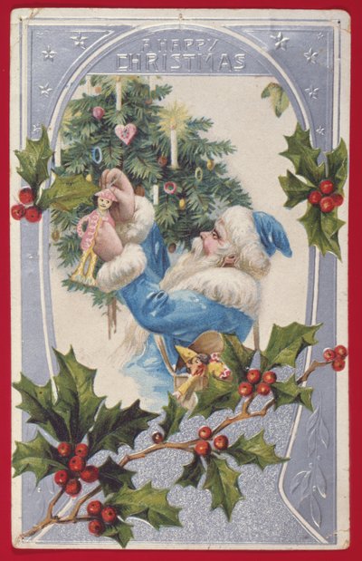 „Wesołych Świąt”, karta wiktoriańska (chromolitho) autorstwa English School