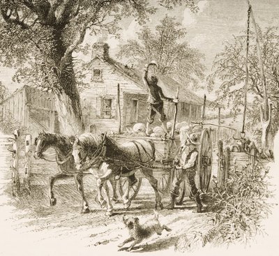 A Homestead w Kansas, z „American Pictures”, wydanego przez The Religious Tract Society, 1876 autorstwa English School