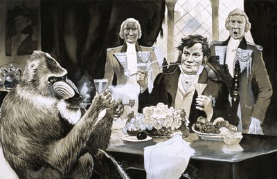 Pawian Mandrill był niegdyś królewskim gościem Jerzego IV autorstwa English School