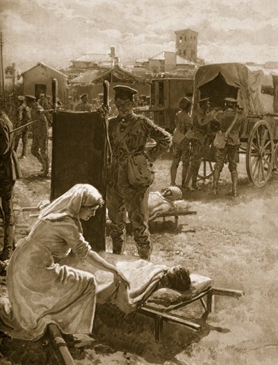 Stacja medyczna zajmująca się rannymi żołnierzami, 1914-19 autorstwa English School