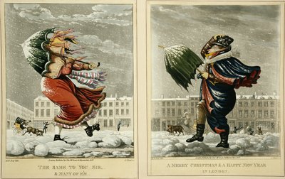 Wesołych Świąt i Szczęśliwego Nowego Roku w Londynie: To samo dla Ciebie, Sir i wielu z nich, grawerowane przez G. Hunta, 1827 autorstwa English School