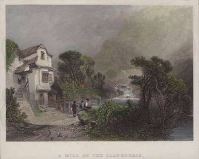 Młyn nad Llanberris (kolorowy grawerunek) autorstwa English School